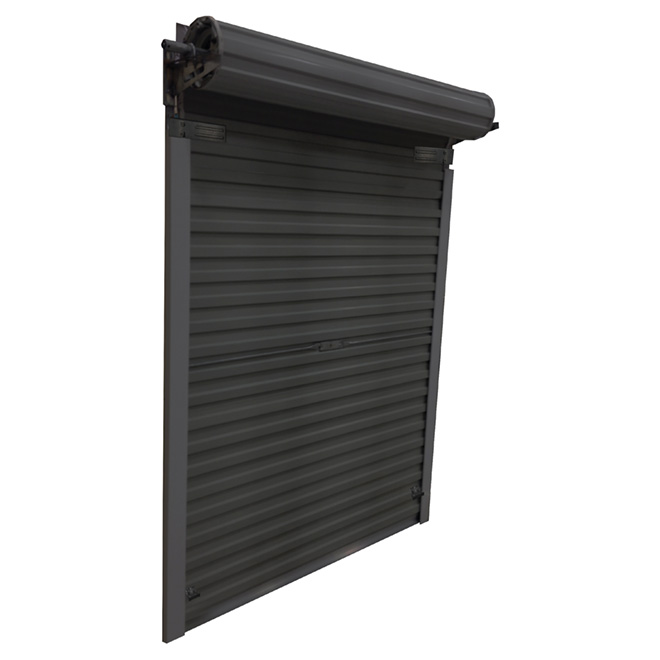 Roll-up commercial garage door - dark color - Safe Rooms - Martin Garage Door of Nevada